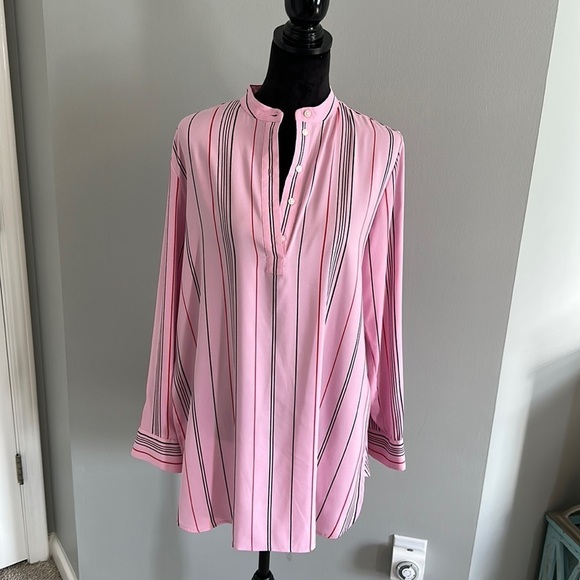 Ann Taylor Tops - Ann Taylor tunic/dress. Pink with black and red stripe size medium